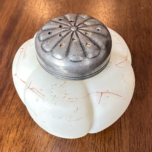 Antique Mount Washington Hand Painted Art Glass Melon Shaped Shaker c 1890 - Picture 4 of 12